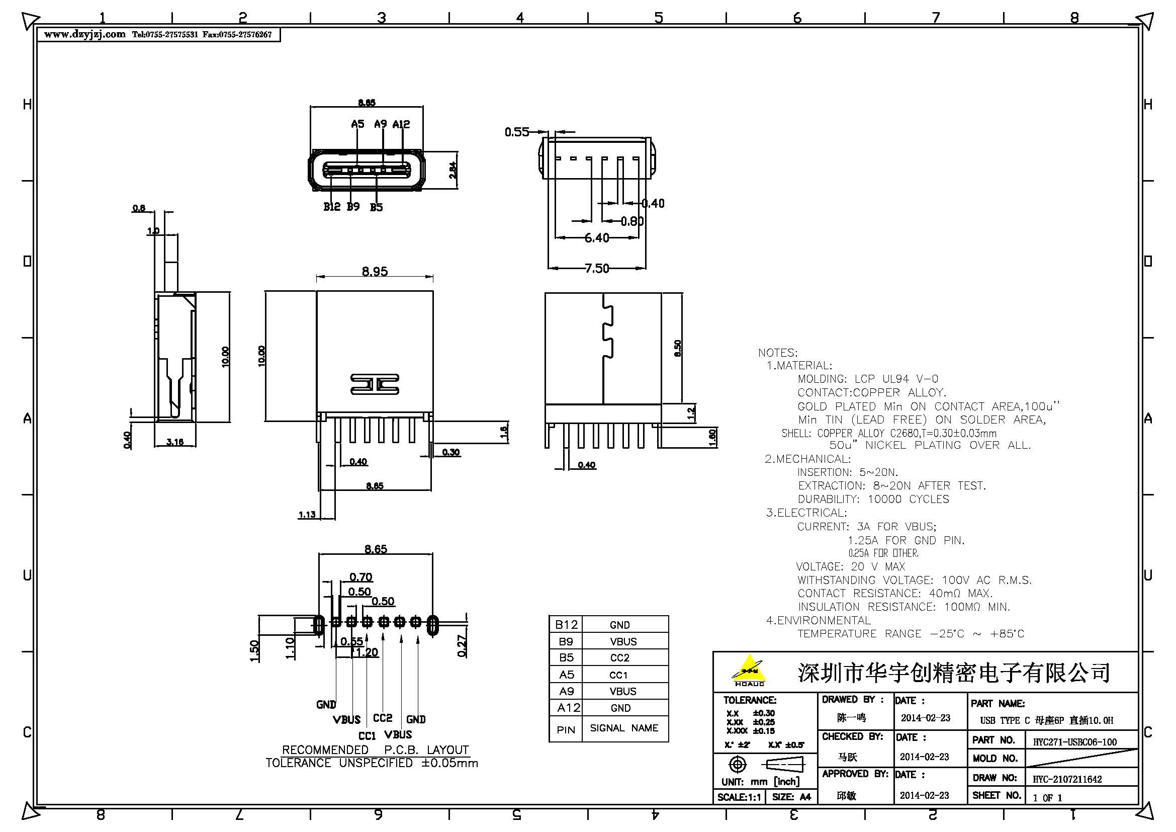 USB TYPE C 母座6P 直插10.0H產(chǎn)品圖.jpg