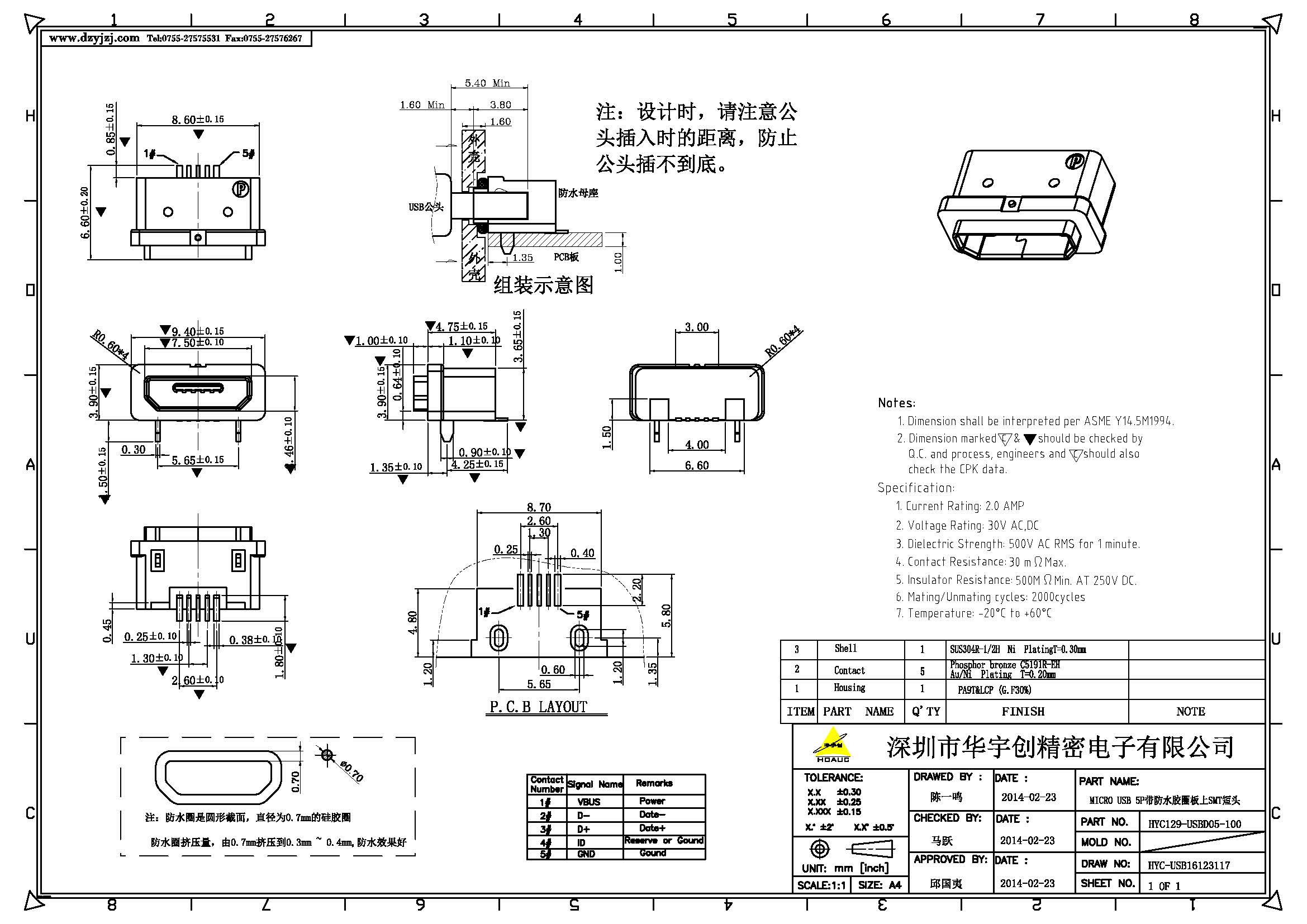 MICRO USB 5P帶防水膠圈板上SMT短頭產(chǎn)品圖.jpg