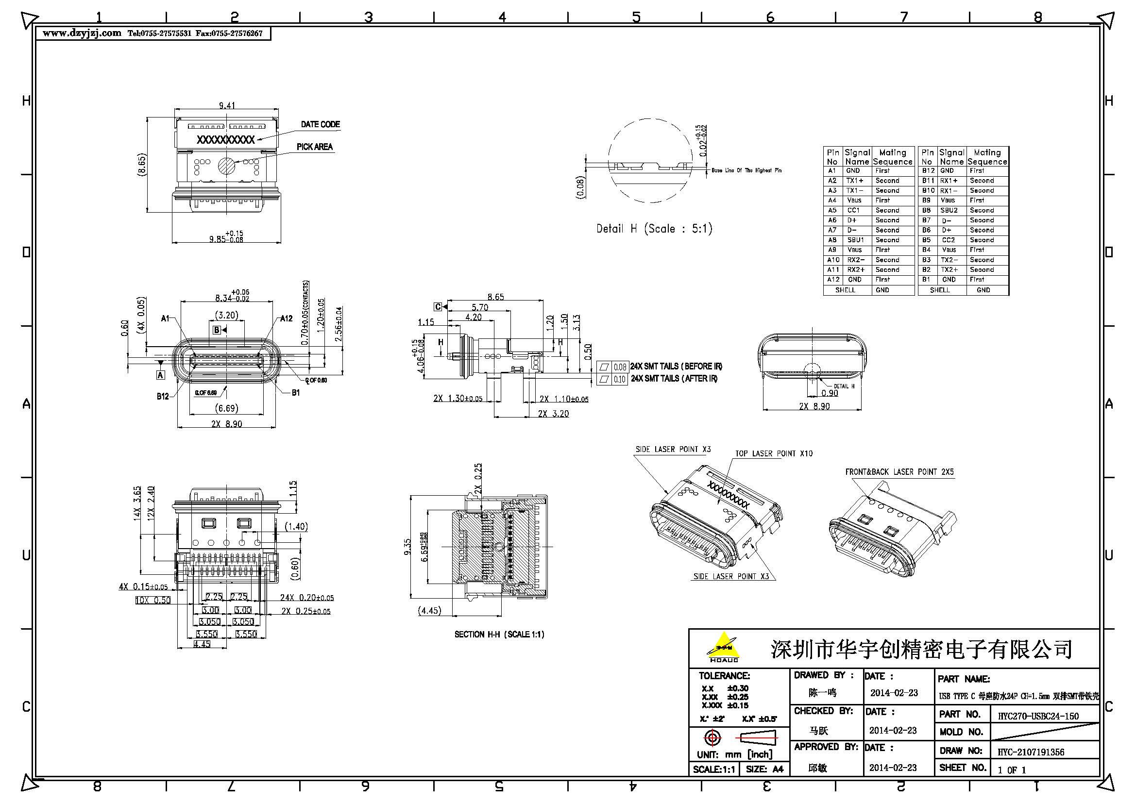 USB TYPE C 母座防水24P CH=1.5 端子雙排SMT 帶鐵殼_頁面_1.jpg