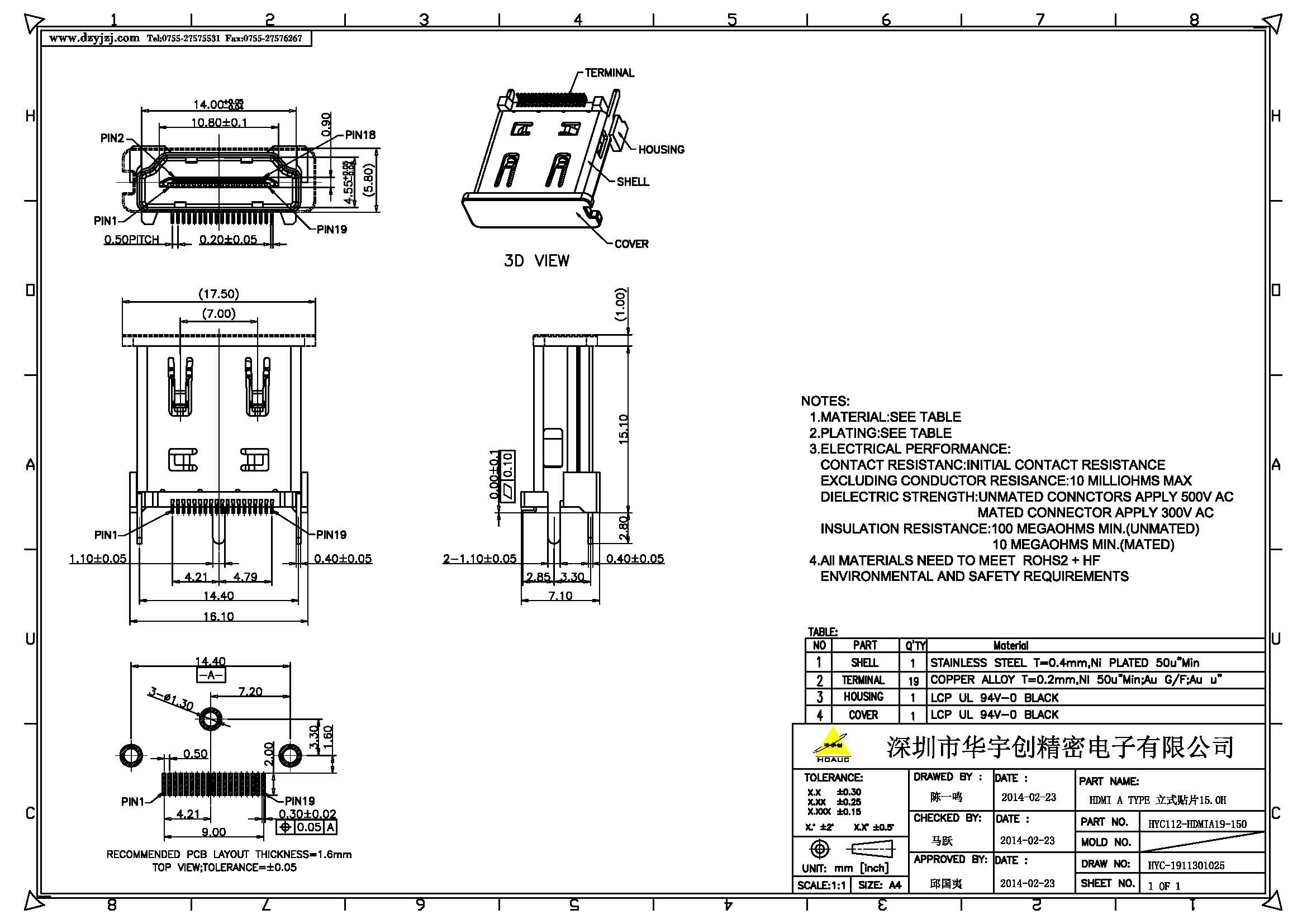 HDMI A TYPE 立式貼片15.0H產(chǎn)品圖.jpg