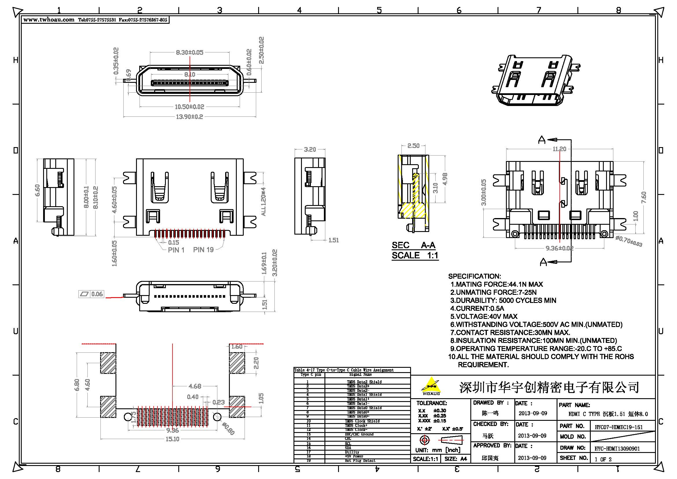 HDMI C TYPE 沉板1.51 短體8.0產(chǎn)品圖_頁面_1.jpg