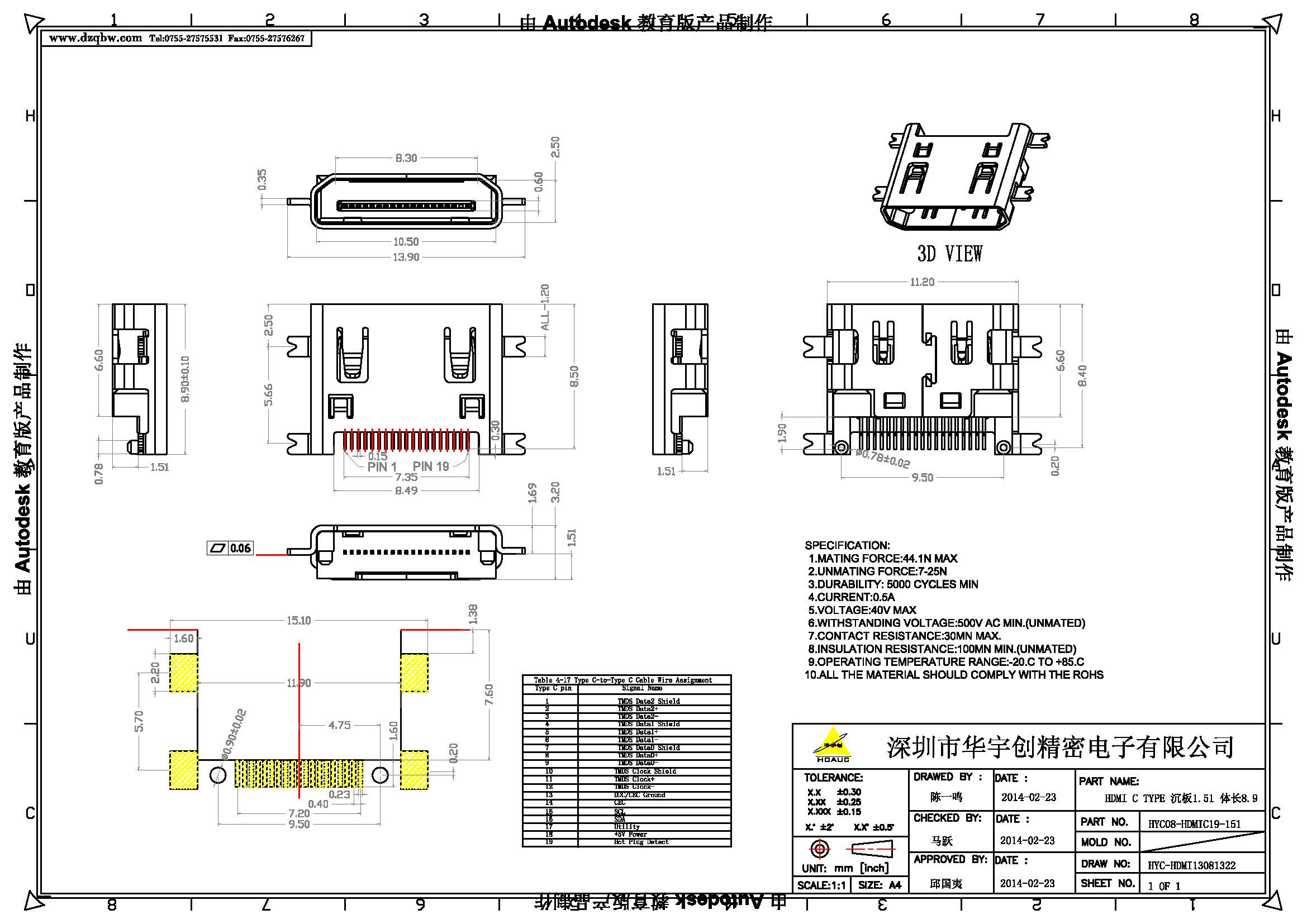 HDMI C TYPE 沉板1.51 體長8.9產(chǎn)品圖_頁面_1.jpg